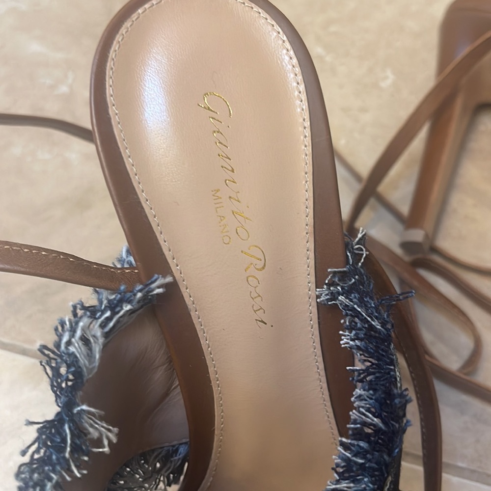 Gianvito Rossi Denim Strappy Stilettos - Picture 8 of 9